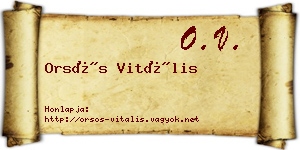 Orsós Vitális névjegykártya